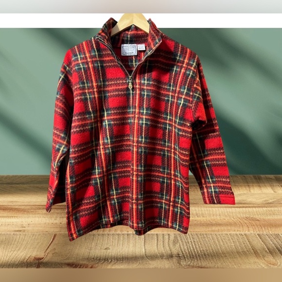 BIZZIT Collection Plaid 100% Polyester red sweater Size P/S - Picture 3 of 15
